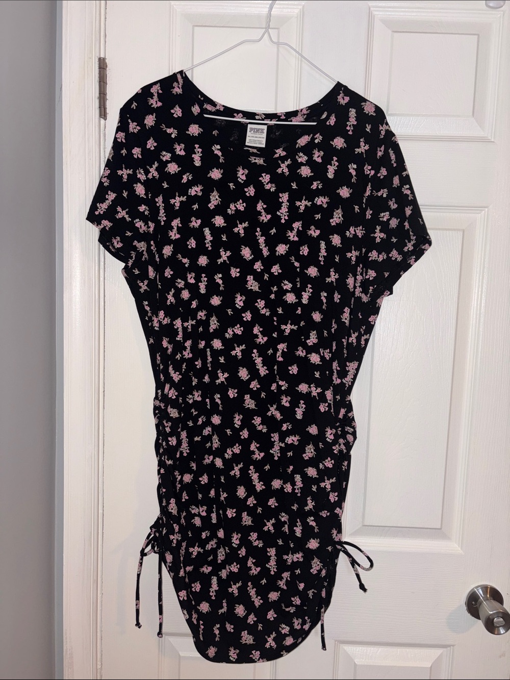 PINK Victoria's Secret Black Midi Dress with Pink Floral Print